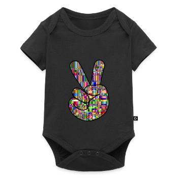 Buntes Peace Symbol - Geschenkidee - Baby Premium Kurzarmbody - Schwarz - Vorne