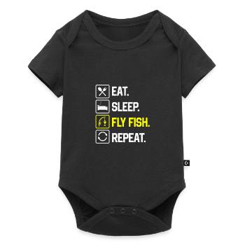 Eat Sleep Fly Fish Repeat Hobby Fisher Fishing Rod - Baby Premium Kurzarmbody - Schwarz - Vorne