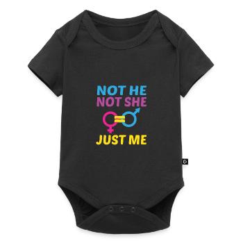 Not He Not She Just Me Lesbian Proud Rainbow Queer - Baby Premium Kurzarmbody - Schwarz - Vorne