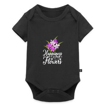 Happiness Is Fresh Flowers Gardener Botancial Plan - Baby Premium Kurzarmbody - Schwarz - Vorne