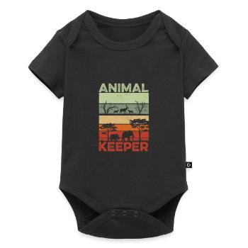 Retro Graphic Animal Keeper Zoo Keeper Animal Love - Baby Premium Kurzarmbody - Schwarz - Vorne
