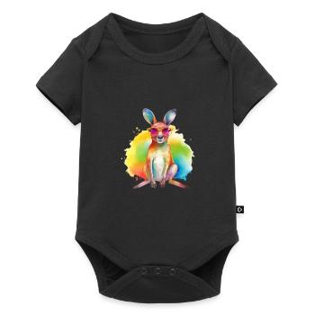 Kangourou cool coloré avec des lunettes de soleil - Body à manches courtes Premium Bébé - noir - Devant
