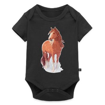 Cheval avec des flocons de neige - Body à manches courtes Premium Bébé - noir - Devant