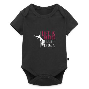 Pole Dance Shirt Das Leben ist besser auf dem Kopf stehendes Geschenk - Baby Premium Kurzarmbody - Schwarz - Vorne