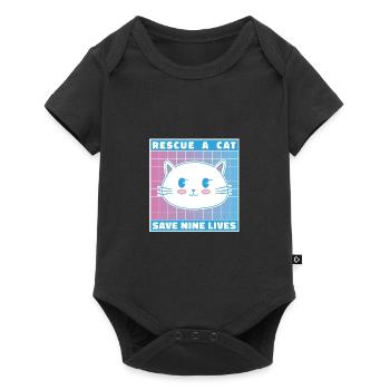 Rescue A Cat Save Nine Lives Cat Owner Animals Kit - Baby Premium Kurzarmbody - Schwarz - Vorne