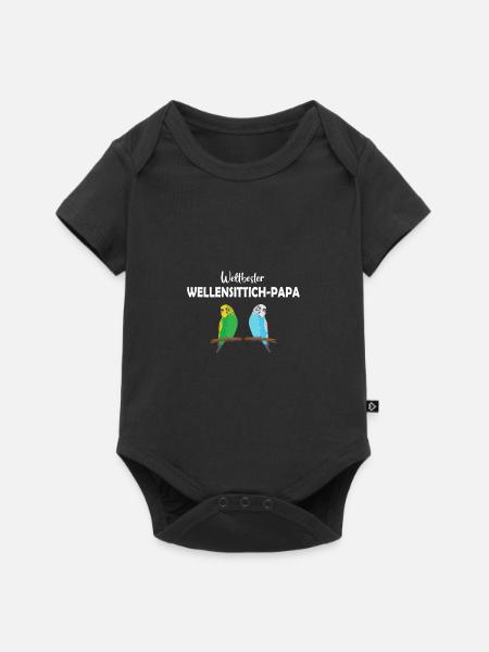 Weltbester Wellensittich-Papa - Baby Premium Kurzarmbody - Schwarz