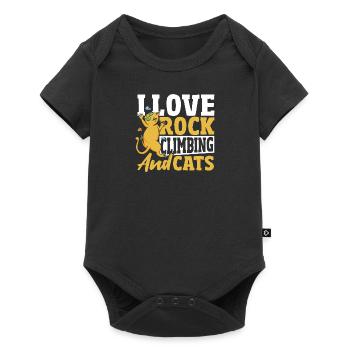 Climbers I love rock climbing and cats - Baby Premium short-sleeve bodysuit - black - Front