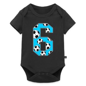 6th Birthday Soccer Blue - Baby Premium short-sleeve bodysuit - black - Front