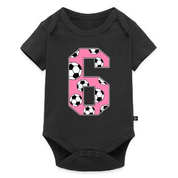 6 anniversaire Football Rose - Body à manches courtes Premium Bébé - noir - Devant