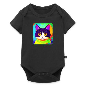 Chat de mauvaise humeur aux couleurs vives - Body à manches courtes Premium Bébé - noir - Devant