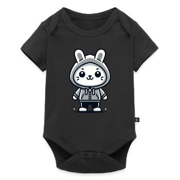 Lapin joueur - confiant et cool - Body à manches courtes Premium Bébé - noir - Devant