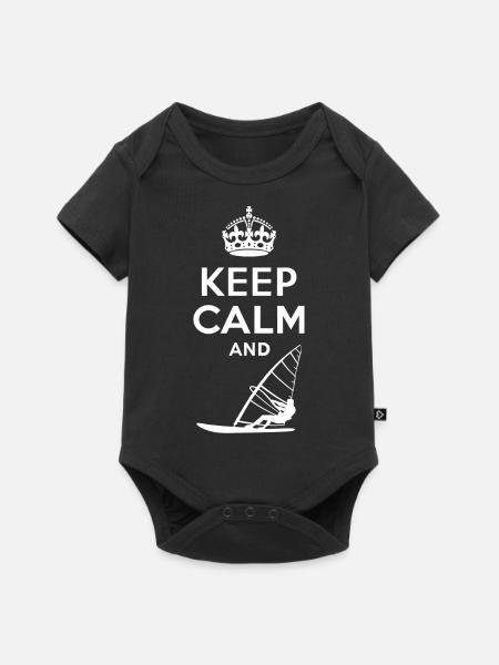 Keep Calm - Windsurfen - Baby Premium Kurzarmbody - Schwarz
