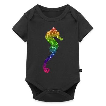 Fête hippocampe paillettes - Body à manches courtes Premium Bébé - noir - Devant