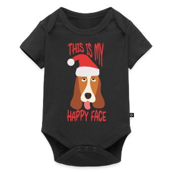 Amoureux des chiens Ceci est mon visage heureux - Body à manches courtes Premium Bébé - noir - Devant