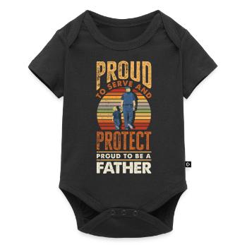 Proud to Protect Father's Day Design for Policeman - Baby Premium Kurzarmbody - Schwarz - Vorne