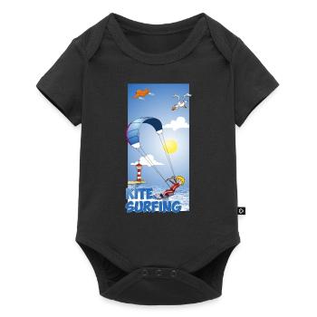 Colorful illustration of a kitesurfer - Baby Premium short-sleeve bodysuit - black - Front