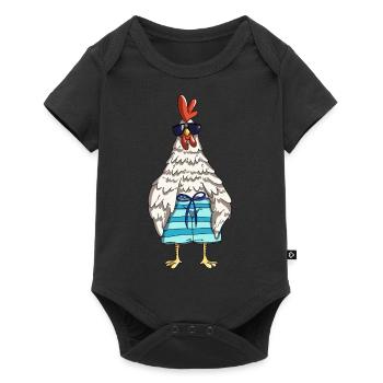 Drôle de poulets de coq et de patron de conception de poulet dans la grange - Body à manches courtes Premium Bébé - noir - Devant