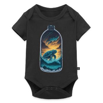 Schildkröte Flasche - Baby Premium Kurzarmbody - Schwarz - Vorne