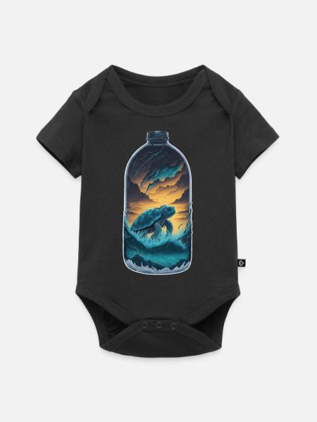 Schildkröte Flasche - Baby Premium Kurzarmbody - Schwarz