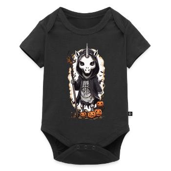 Düsteres Einhorn Skelett Magie Gothic Design - Baby Premium Kurzarmbody - Schwarz - Vorne