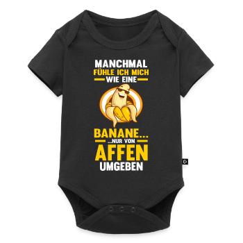 Früchte Affe Banane - Baby Premium Kurzarmbody - Schwarz - Vorne