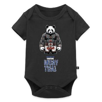 Muay Thai Kickboxen und Thaiboxen panda - Baby Premium Kurzarmbody - Schwarz - Vorne