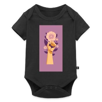 Poing féministe avec fleur violette. - Body à manches courtes Premium Bébé - noir - Devant