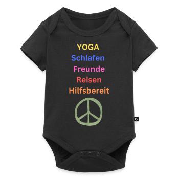 YOGA Schlafen Freunde Genuss Hilfsbereit Reisen - Baby Premium Kurzarmbody - Schwarz - Vorne