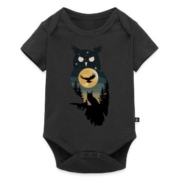 Niedliche Eule als Zauberer für einen Eulen Fans - Baby Premium Kurzarmbody - Schwarz - Vorne