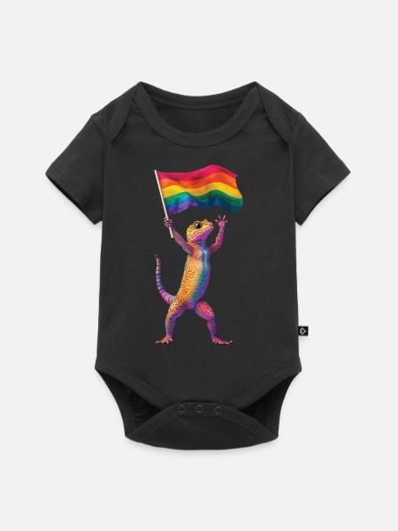 Gecko - Baby Premium Kurzarmbody - Schwarz