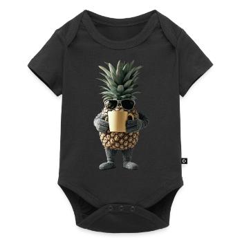 Ananas Kaffee - Baby Premium Kurzarmbody - Schwarz - Vorne
