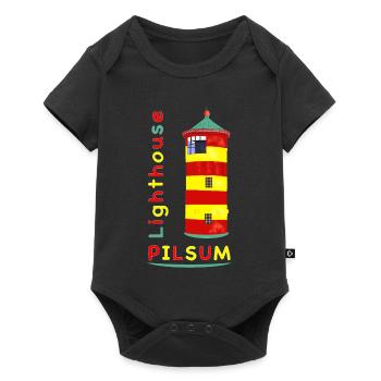 Phare de Pilsum, point de repère, dessin. - Body à manches courtes Premium Bébé - noir - Devant