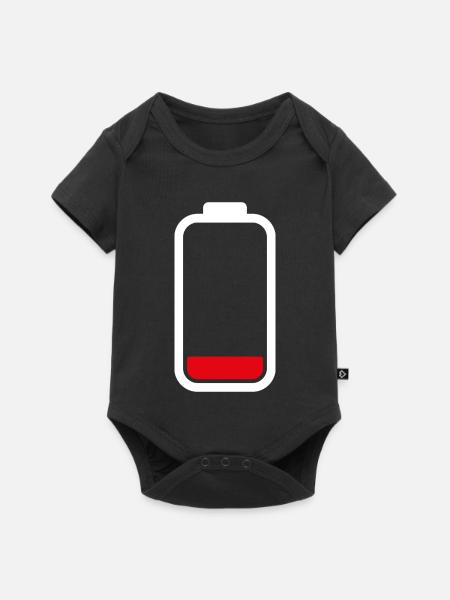 LOW BATTERY - White - Baby Premium Kurzarmbody - Schwarz