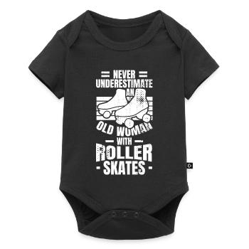 Unterschätz nie alte Rollschuhläuferin - Baby Premium Kurzarmbody - Schwarz - Vorne