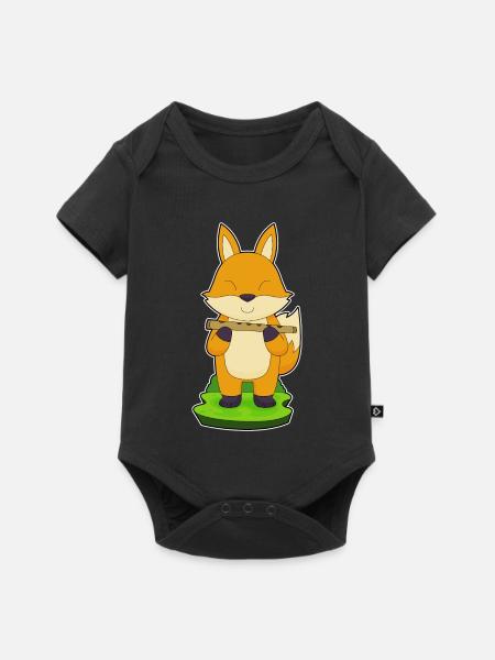 Fuchs Musiker Flöte Musik - Baby Premium Kurzarmbody - Schwarz