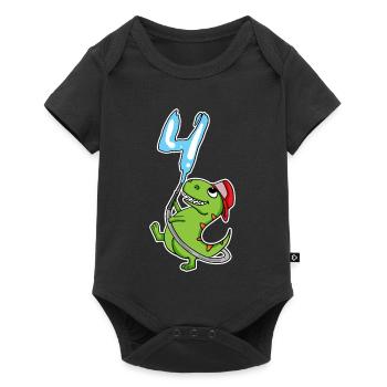4th Birthday Dinosaur - Baby Premium short-sleeve bodysuit - black - Front