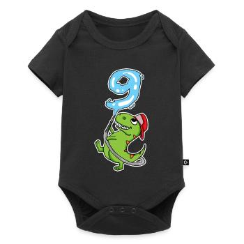 Dino Fire Fighter Number 9 ws - Baby Premium Kurzarmbody - Schwarz - Vorne