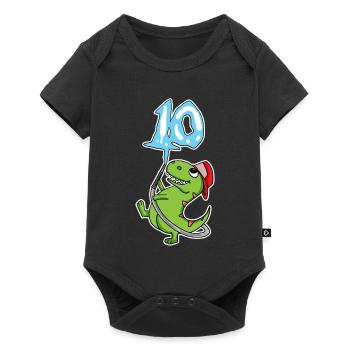 10th Birthday Dinosaur - Baby Premium short-sleeve bodysuit - black - Front