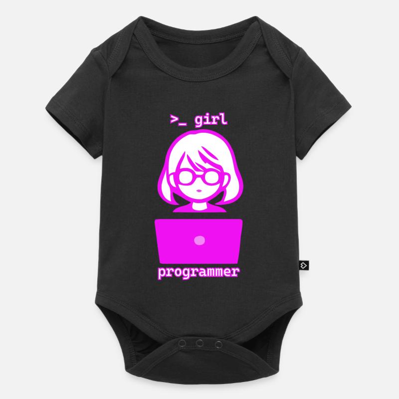 Frau mit Computer girl programmer - Baby Premium Kurzarmbody - Schwarz