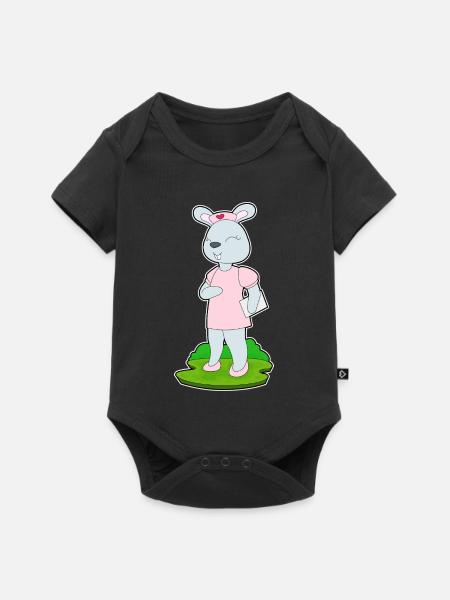 Hase Krankenschwester - Baby Premium Kurzarmbody - Schwarz