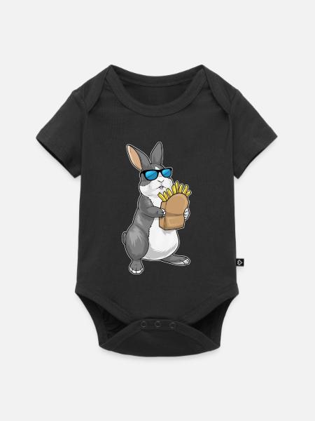 Hase Pommes frites - Baby Premium Kurzarmbody - Schwarz