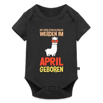 April Birthday Alpaca Saying Funny - Baby Premium short-sleeve bodysuit - black - Front