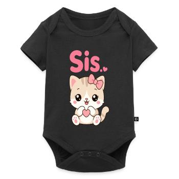 Katzen Sis Herzchen Kawaii - Baby Premium Kurzarmbody - Schwarz - Vorne