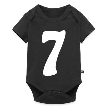 Sieben: Minimalistische Ziffer 7 | Siebter - Baby Premium Kurzarmbody - Schwarz - Vorne
