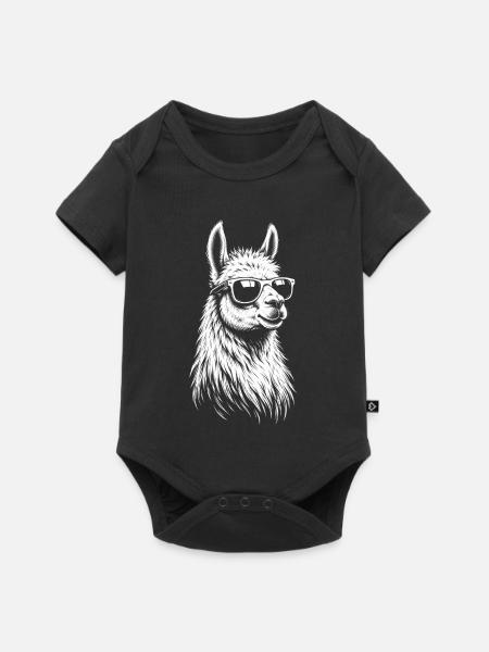 Sonnenbrillen-Lama Linienkunst - Baby Premium Kurzarmbody - Schwarz