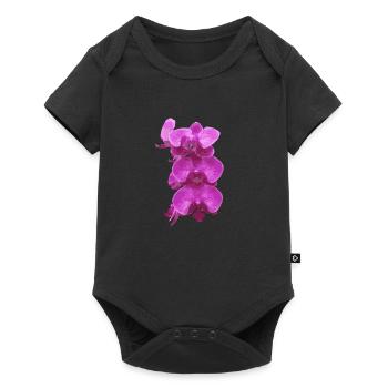 rose orchidée fleurs - Body à manches courtes Premium Bébé - noir - Devant