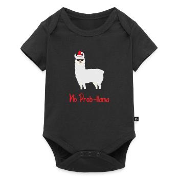Lama animal with cool No Problama christmas style - Baby Premium short-sleeve bodysuit - black - Front