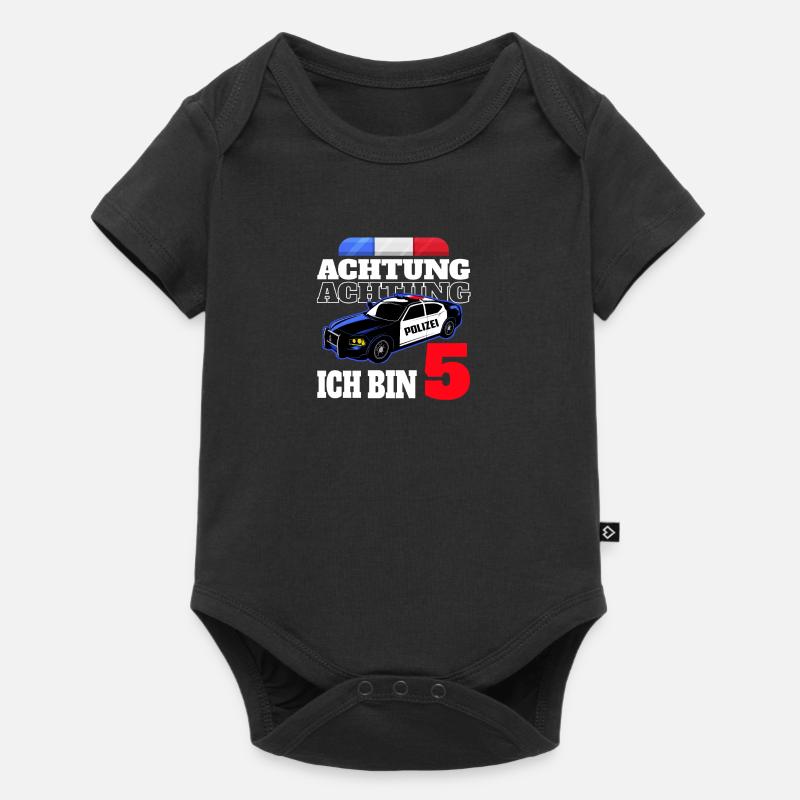 5 Geburtstag Polizei Polizeiauto Junge Geschenk - Baby Premium Kurzarmbody - Schwarz