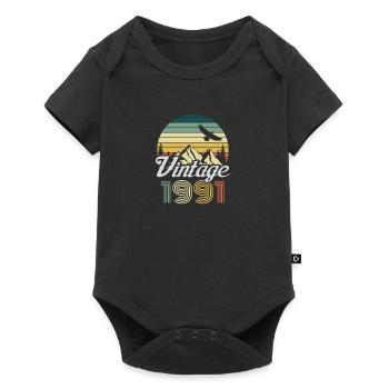 Vintage 1991 anniversaire cadeau vintage rétro - Body à manches courtes Premium Bébé - noir - Devant