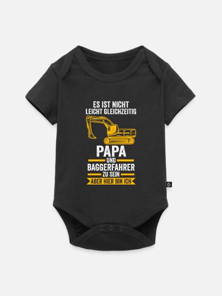 Baggerfahrer Papa Bagger Geschenk - Baby Premium Kurzarmbody - Schwarz